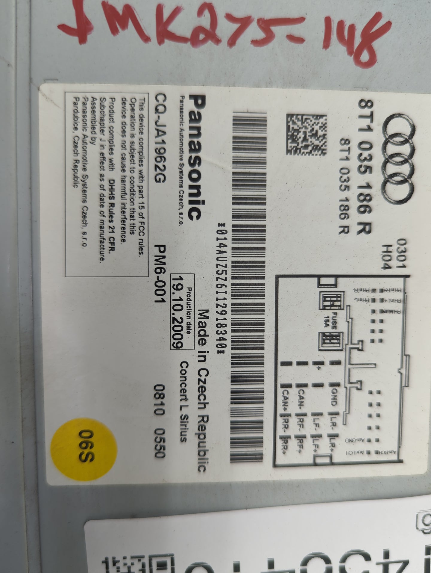 2010-2012 Audi A4 Radio AM FM Cd Player Receiver Replacement P/N:8T1035186R CQ-JA1962G Fits OEM Used Auto Parts - Oemusedaut