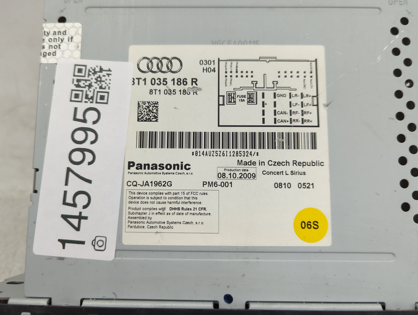 2010-2012 Audi A4 Radio AM FM Cd Player Receiver Replacement P/N:8T1035186R CQ-JA1962G Fits OEM Used Auto Parts - Oemusedaut