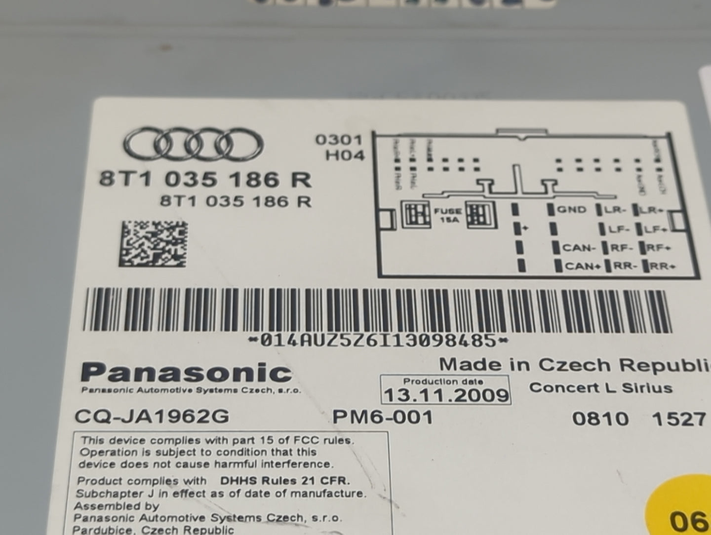2010-2012 Audi A4 Radio AM FM Cd Player Receiver Replacement P/N:8T1035186R CQ-JA1962G Fits OEM Used Auto Parts - Oemusedaut