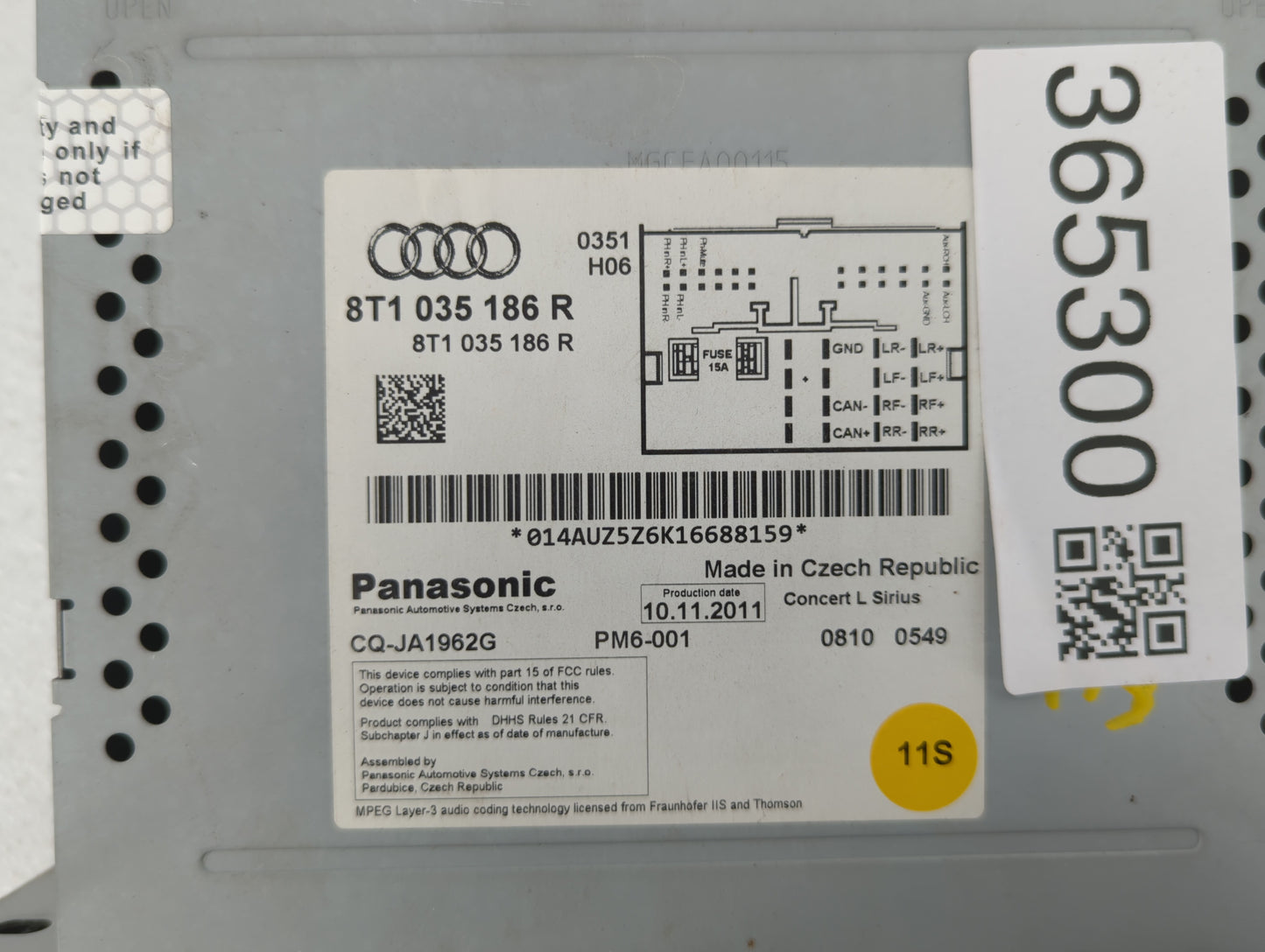 2010-2012 Audi A4 Radio AM FM Cd Player Receiver Replacement P/N:8T1 035 186 R 4G0035082C Fits OEM Used Auto Parts - Oemused