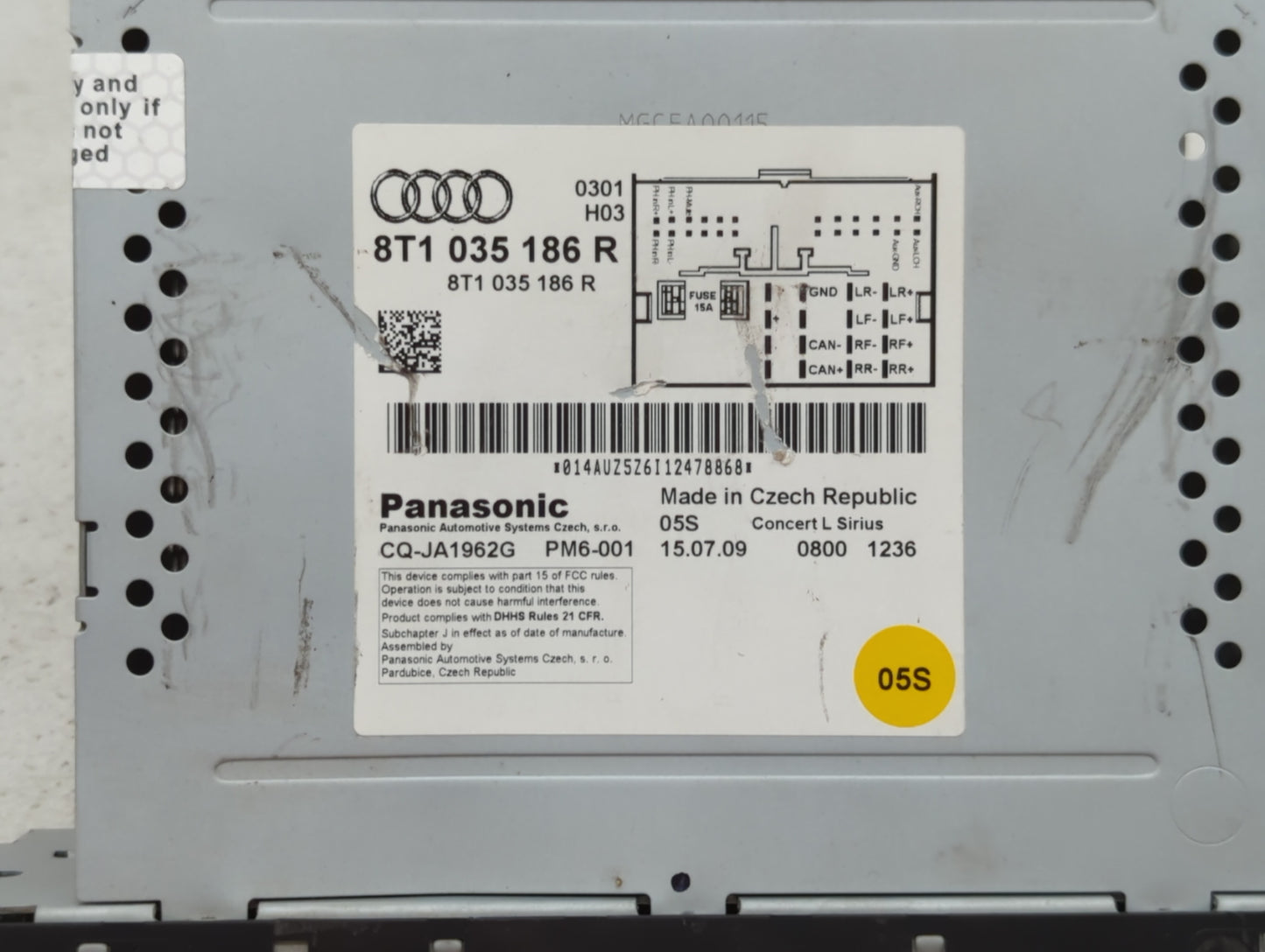 2010-2012 Audi A4 Radio AM FM Cd Player Receiver Replacement P/N:8T1 035 186 R 8T1 035 664 A Fits OEM Used Auto Parts - Oemu