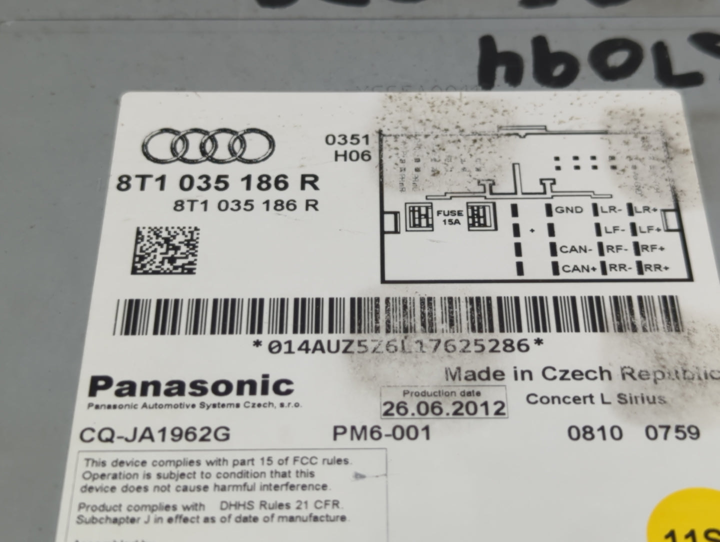 2010-2012 Audi A4 Radio AM FM Cd Player Receiver Replacement P/N:8T1 035 186 R 8T1 035 664 A Fits OEM Used Auto Parts - Oemu