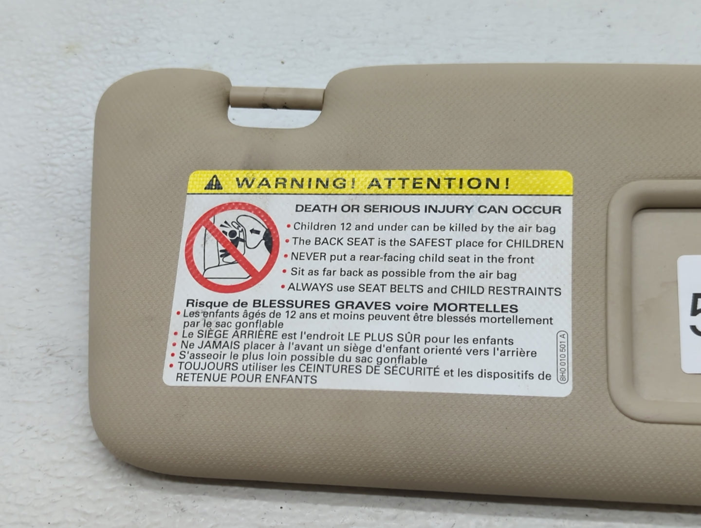 2009-2012 Audi A4 Sun Visor Shade Replacement Passenger Right Mirror Fits Fits 2009 2010 2011 2012 OEM Used Auto Parts - Oem