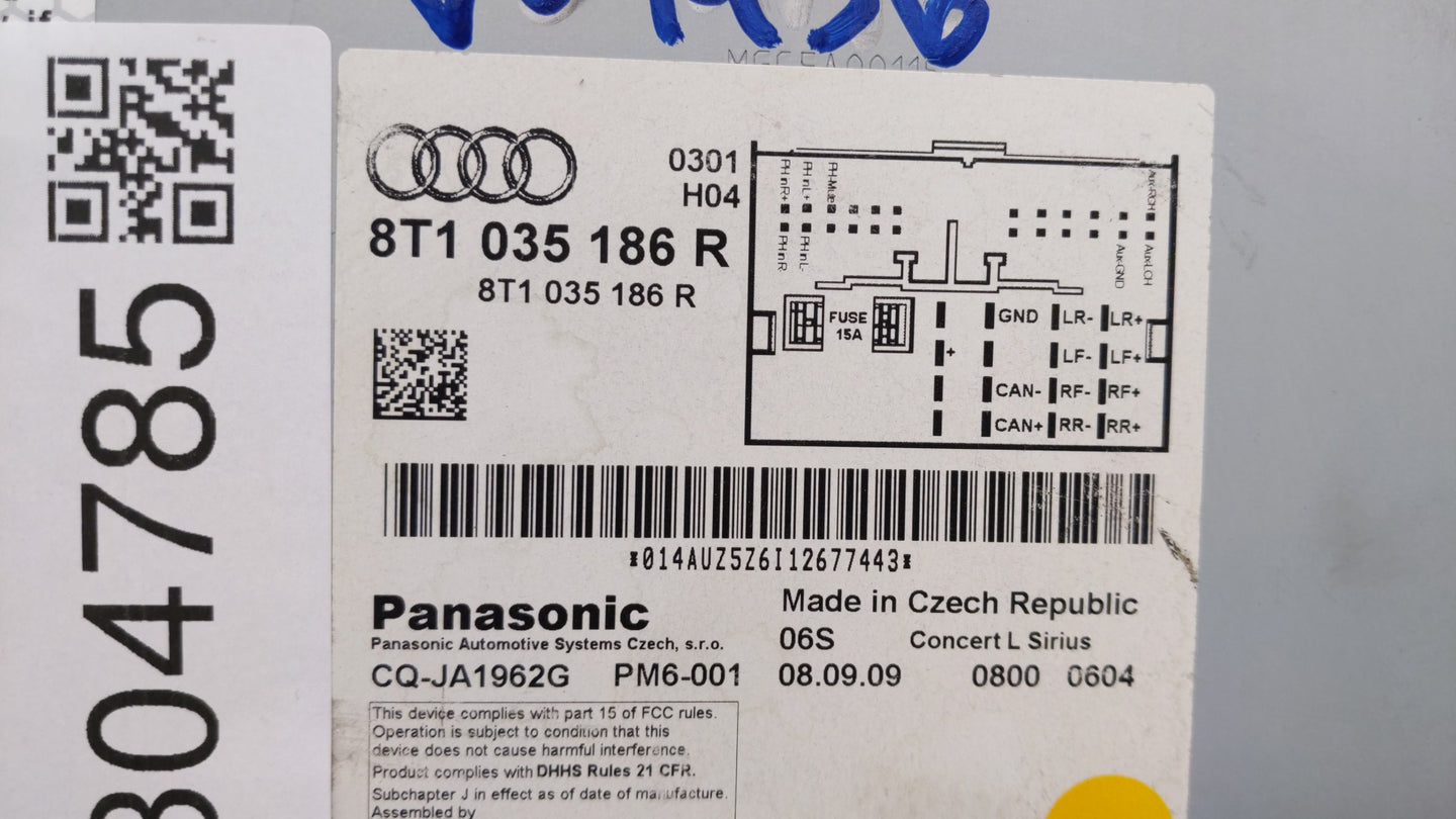 2010-2012 Audi A4 Quattro Radio AM FM Cd Player Receiver Replacement P/N:8T1 035 186 R 4G0035082C Fits OEM Used Auto Parts -