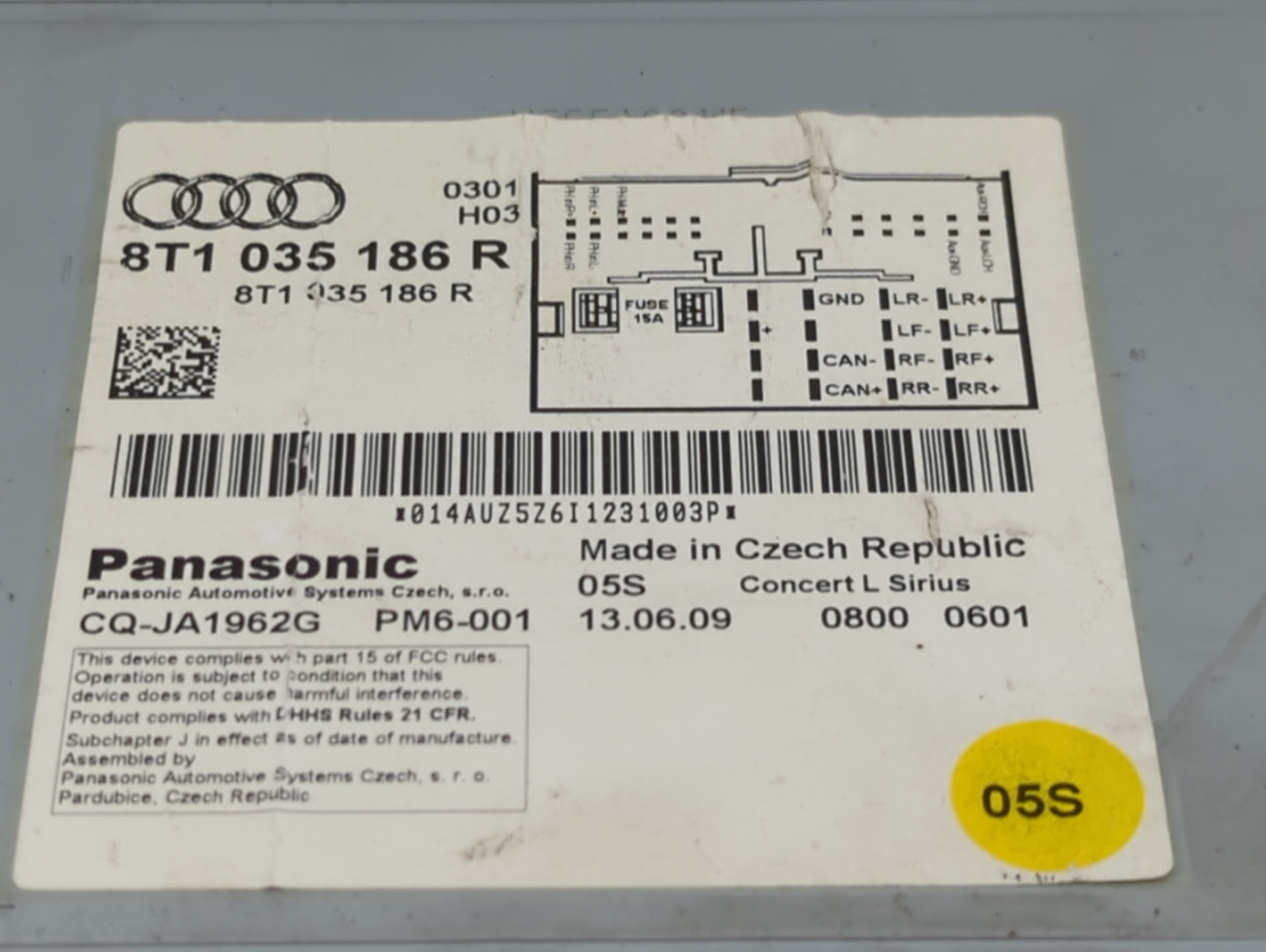 2008-2012 Audi A5 Radio AM FM Cd Player Receiver Replacement P/N:8T1035186R CQ-JA1962G Fits Fits 2008 2009 2010 2011 2012 OE