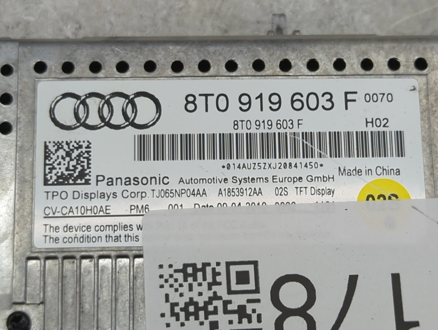 2010 Audi A5 Information Display Screen 1451178 - Oemusedautoparts1.com