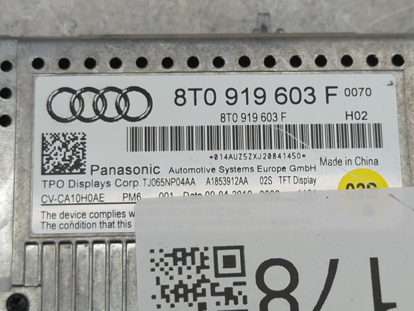 2010 Audi A5 Information Display Screen 1451178 - Oemusedautoparts1.com