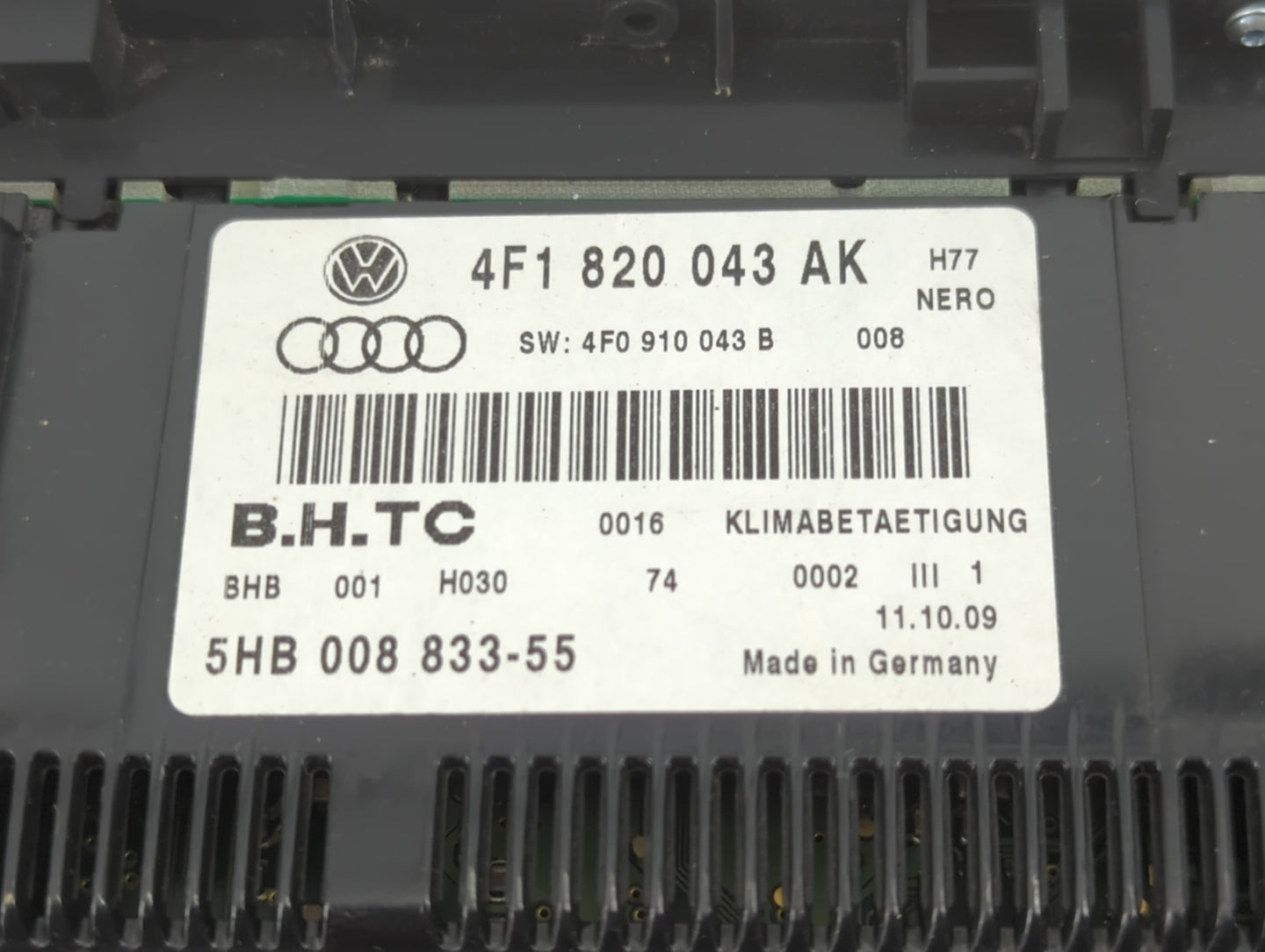2006-2011 Audi A6 Climate Control Module Temperature AC/Heater Replacement P/N:4F1 820 043 AK Fits OEM Used Auto Parts - Oem