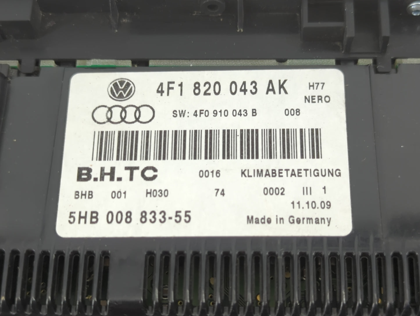 2006-2011 Audi A6 Climate Control Module Temperature AC/Heater Replacement P/N:4F1 820 043 AK Fits OEM Used Auto Parts - Oem