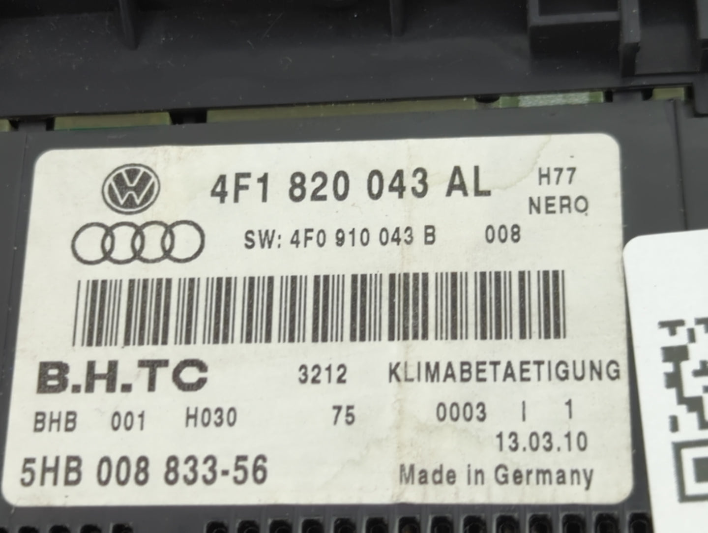 2010 Audi A6 Climate Control Module Temperature AC/Heater Replacement P/N:4F1820043AL 4F0910043B, 5HB008833-56 Fits OEM Used