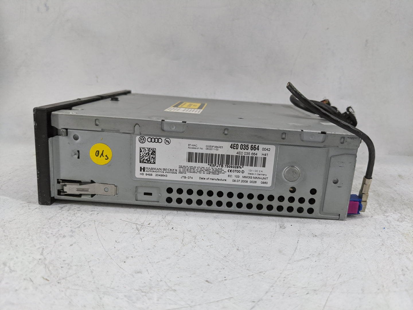 2010-2011 Audi A6 Radio AM FM Cd Player Receiver Replacement P/N:4E0035664 4E0 035 664 Fits Fits 2010 2011 OEM Used Auto Par