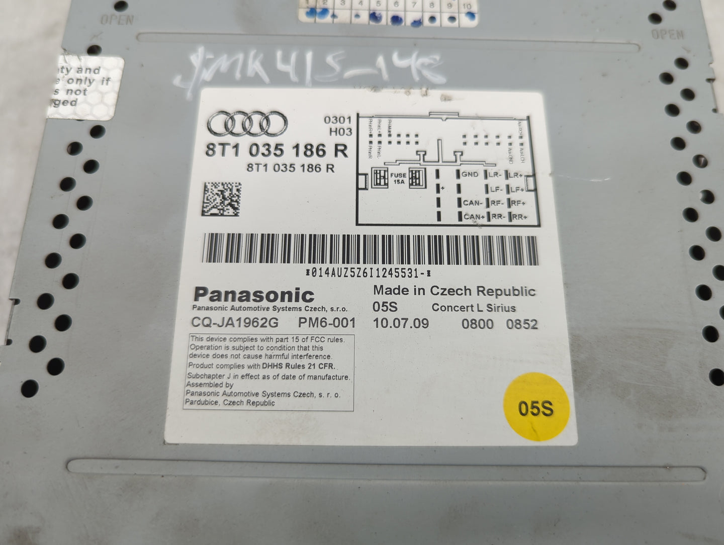 2011-2017 Audi Q5 Radio AM FM Cd Player Receiver Replacement P/N:8T1035186R CQ-JA1962G Fits OEM Used Auto Parts - Oemusedaut