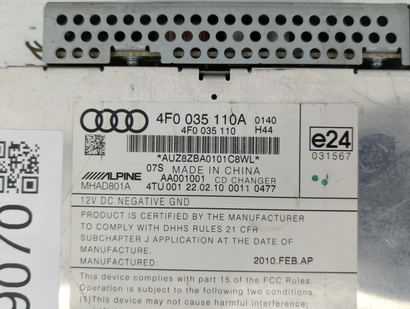2007-2011 Audi Q7 Radio AM FM Cd Player Receiver Replacement P/N:04F 035 110 A Fits Fits 2007 2008 2009 2010 2011 OEM Used A
