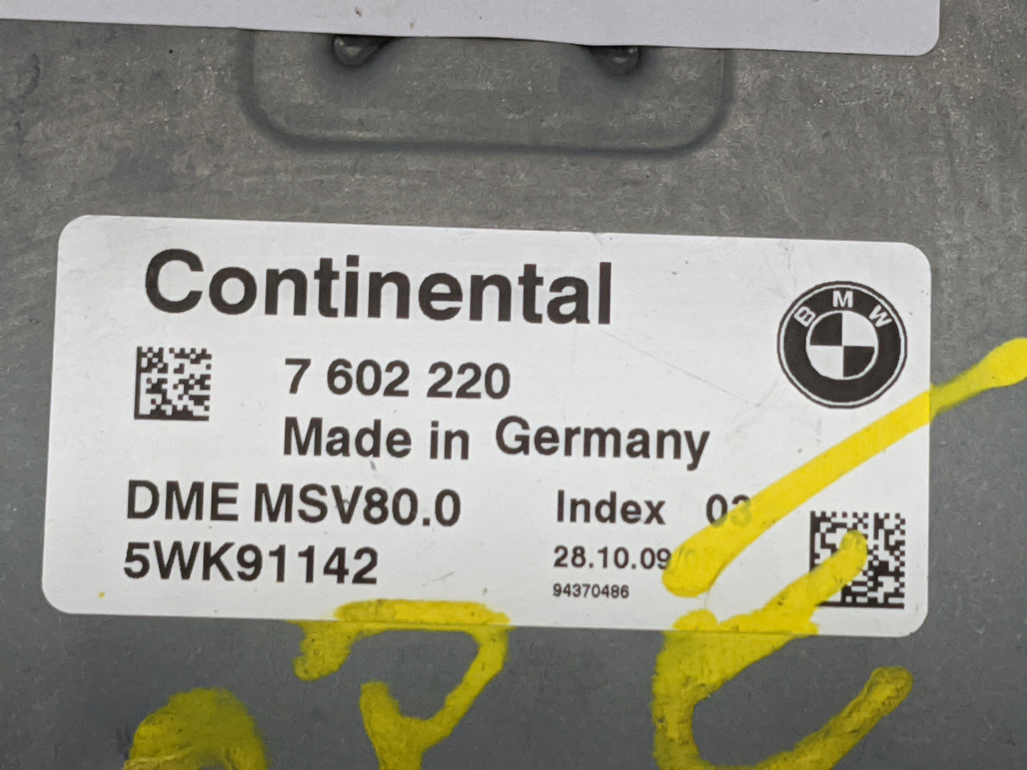 2008-2010 Bmw 528 PCM Engine Control Computer ECU ECM PCU OEM P/N:7602220 5WK91142, DME MSV80.0 Fits Fits 2007 2008 2009 201