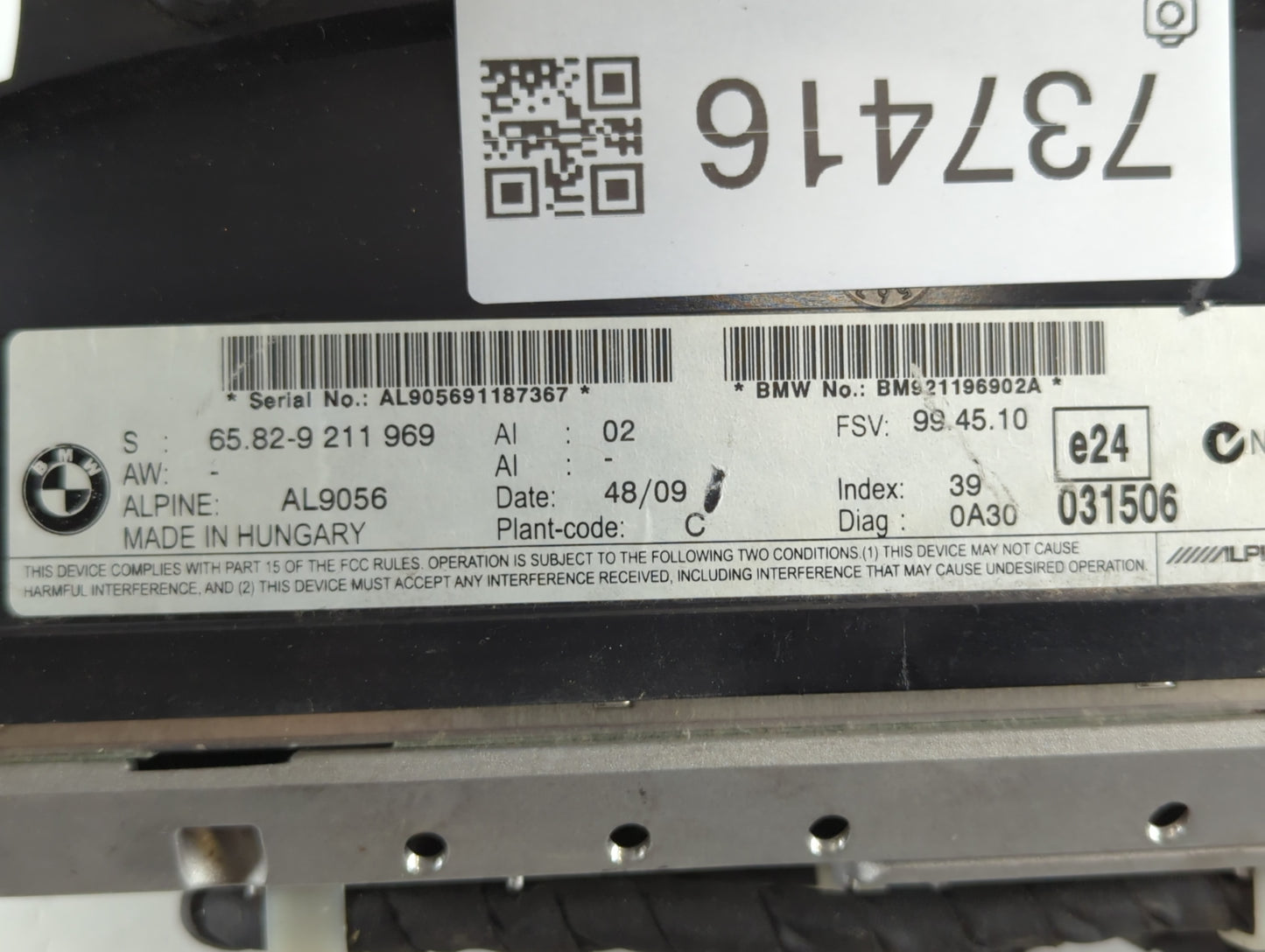 2008-2010 Bmw 535i Instrument Cluster Speedometer Gauges P/N:e24 031506 E24 031506 Fits Fits 2008 2009 2010 OEM Used Auto Pa