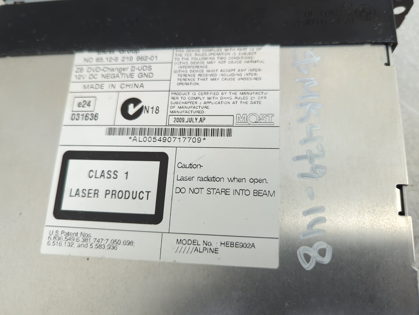 2010 Bmw 750 Radio Cd Changer 65.12-9 219 962-01|hebe902a|al005490717709 - Oemusedautoparts1.com