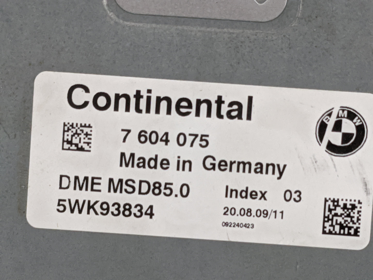 2009-2012 Bmw 750 PCM Engine Control Computer ECU ECM PCU OEM P/N:7604075 5WK93834, DME MSD85.0 Fits Fits 2009 2010 2011 201