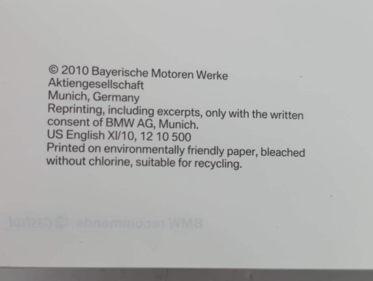 2010 Bmw X4 Owners Manual Book Guide P/N:01 40 2 606 190 OEM Used Auto Parts - Oemusedautoparts1.com