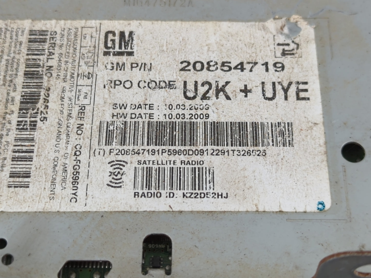 2010-2012 Buick Lacrosse Radio AM FM Cd Player Receiver Replacement P/N:20854719 Fits Fits 2010 2011 2012 OEM Used Auto Part
