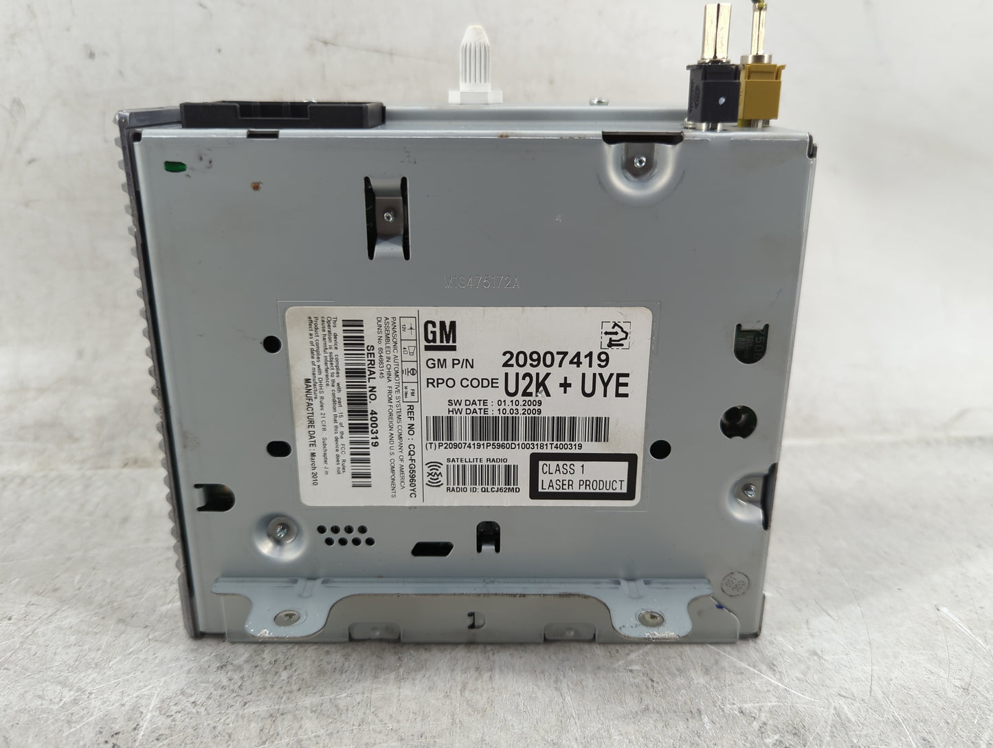 2010 Buick Lacrosse Radio AM FM Cd Player Receiver Replacement P/N:20907419 Fits Fits 2011 OEM Used Auto Parts - Oemusedauto