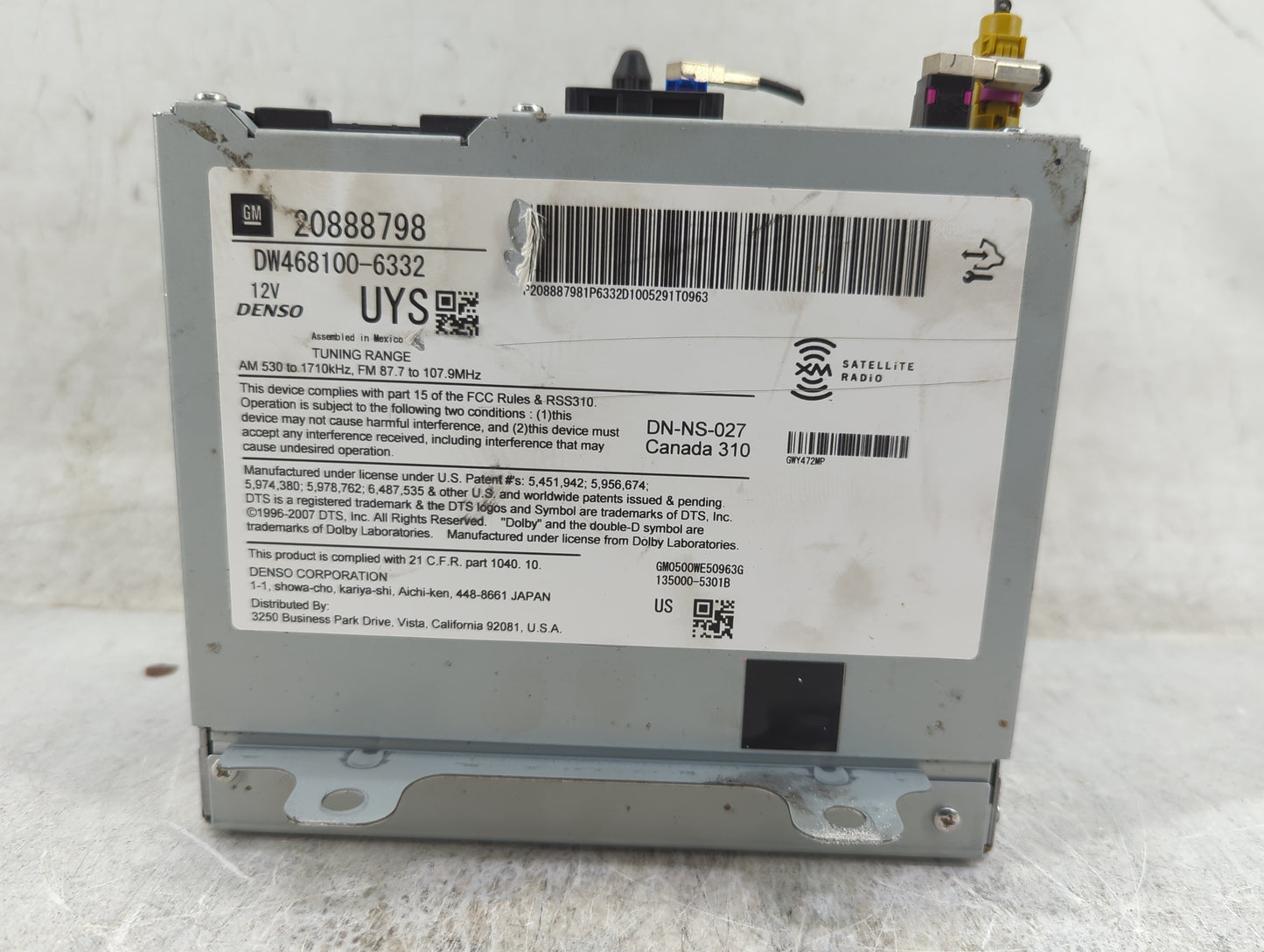 2010-2011 Buick Lacrosse Radio AM FM Cd Player Receiver Replacement P/N:20888798 DW468100-6332 Fits Fits 2010 2011 OEM Used 