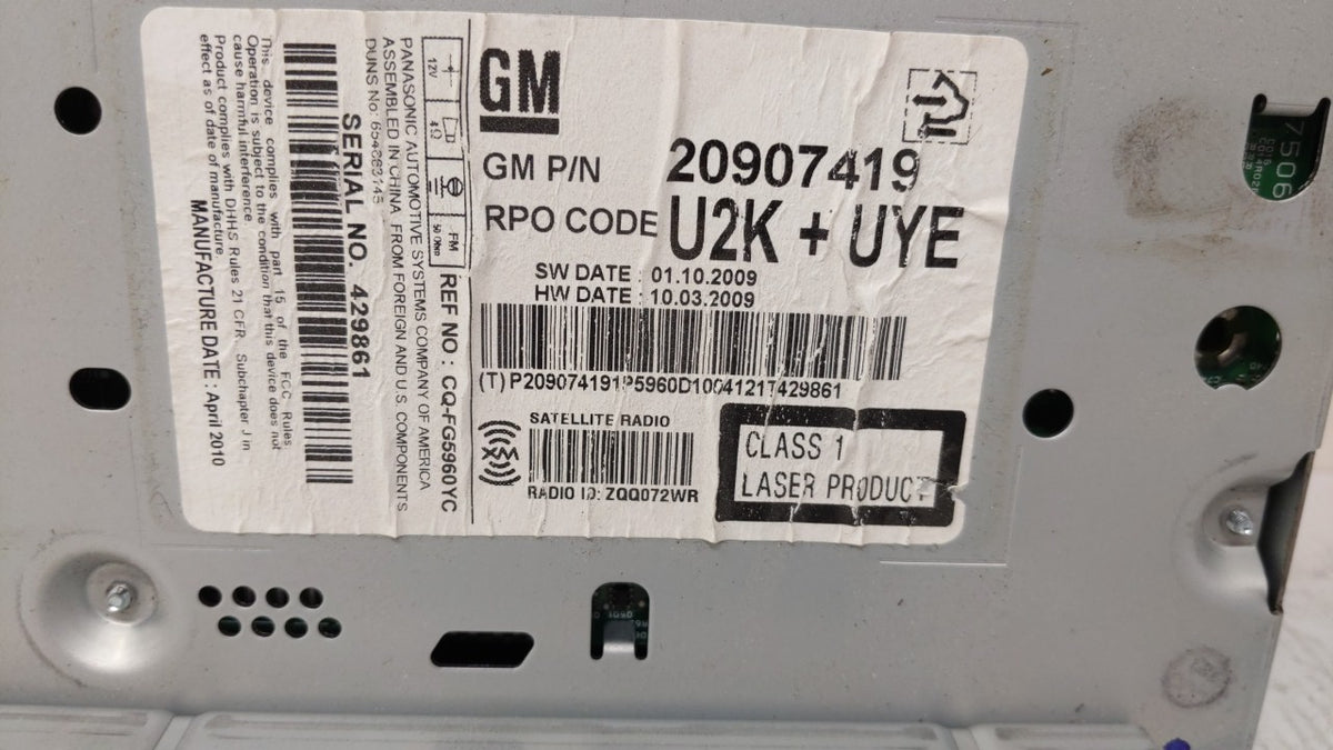 2010-2010 Buick Lacrosse Am Fm Cd Player Radio Receiver 177789 - Oemusedautoparts1.com