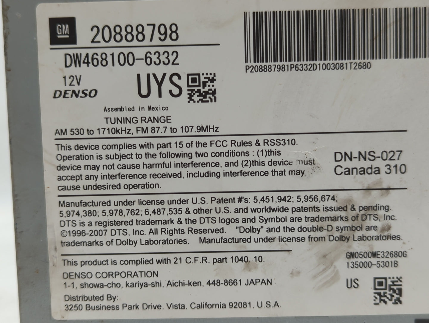 2010-2012 Buick Lacrosse Am Fm Cd Player Radio Receiver - Oemusedautoparts1.com