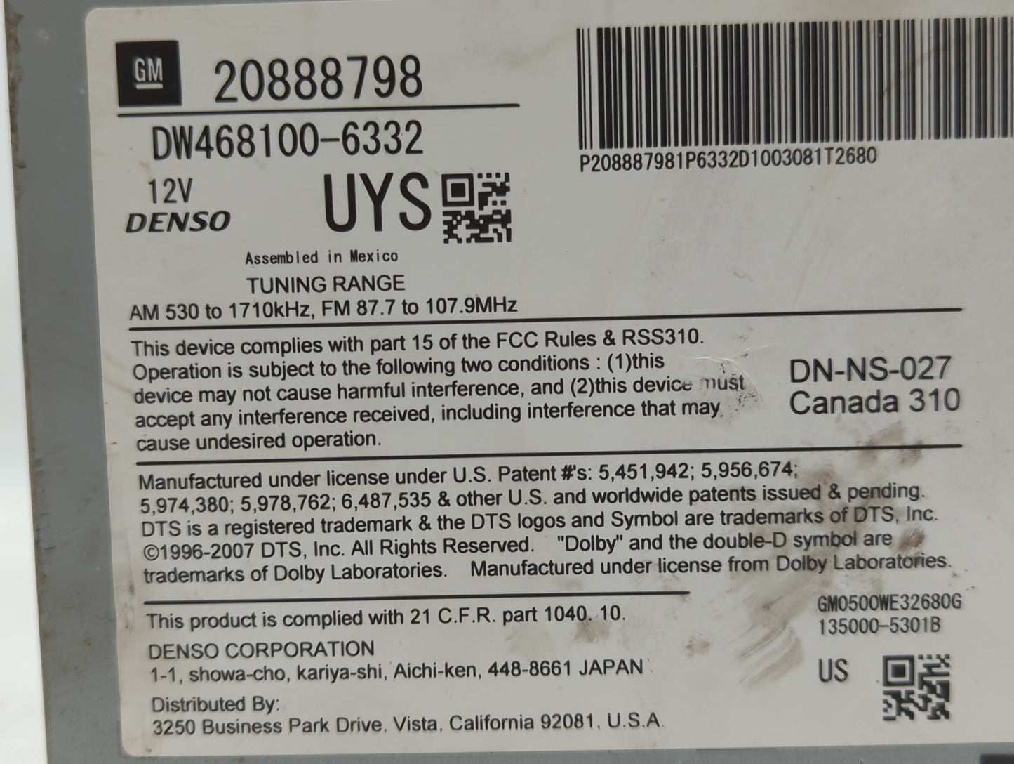 2010-2012 Buick Lacrosse Am Fm Cd Player Radio Receiver - Oemusedautoparts1.com