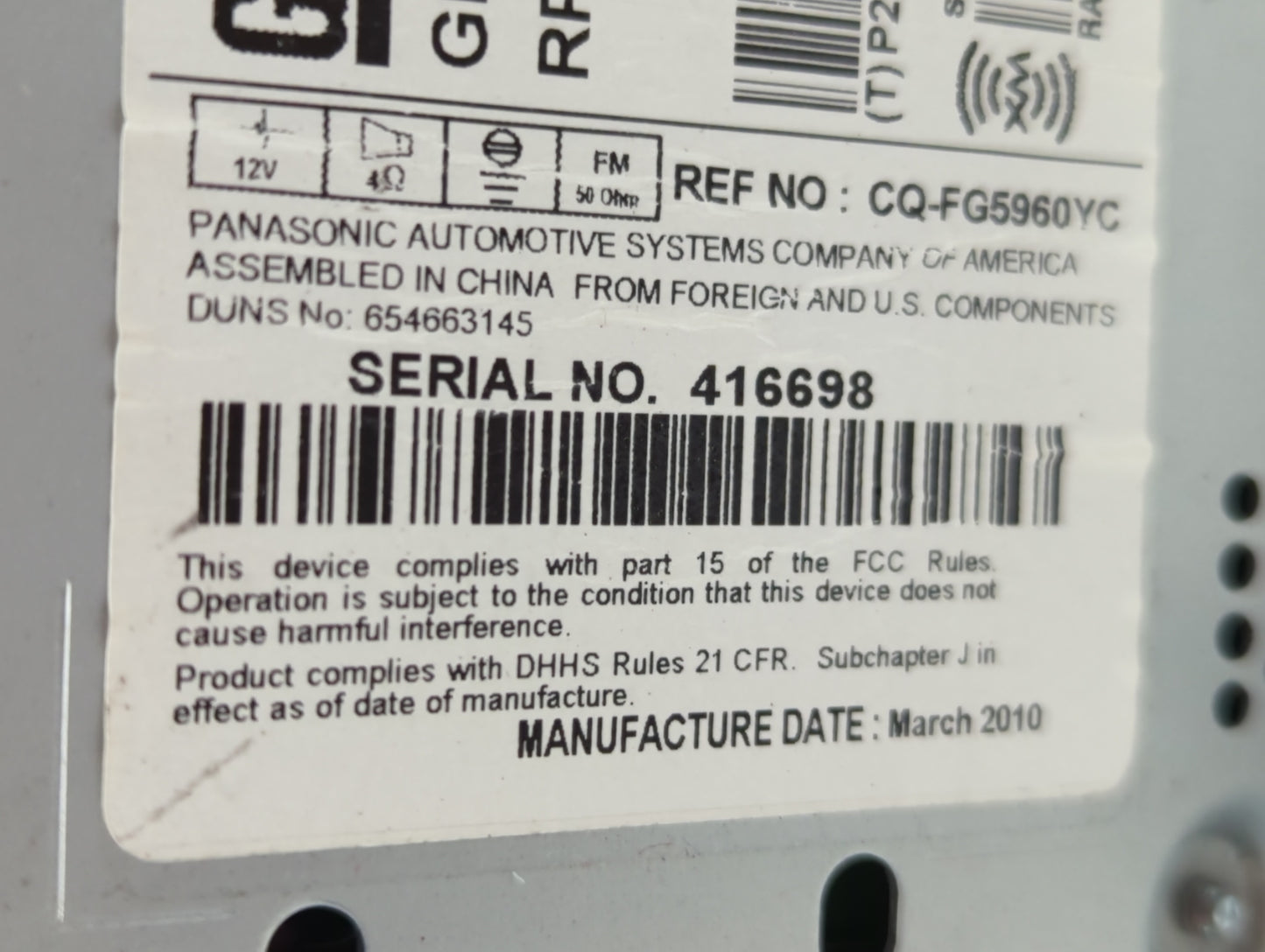 2010 Buick Lacrosse Radio AM FM Cd Player Receiver Replacement P/N:20907419 20888798 Fits OEM Used Auto Parts - Oemusedautop