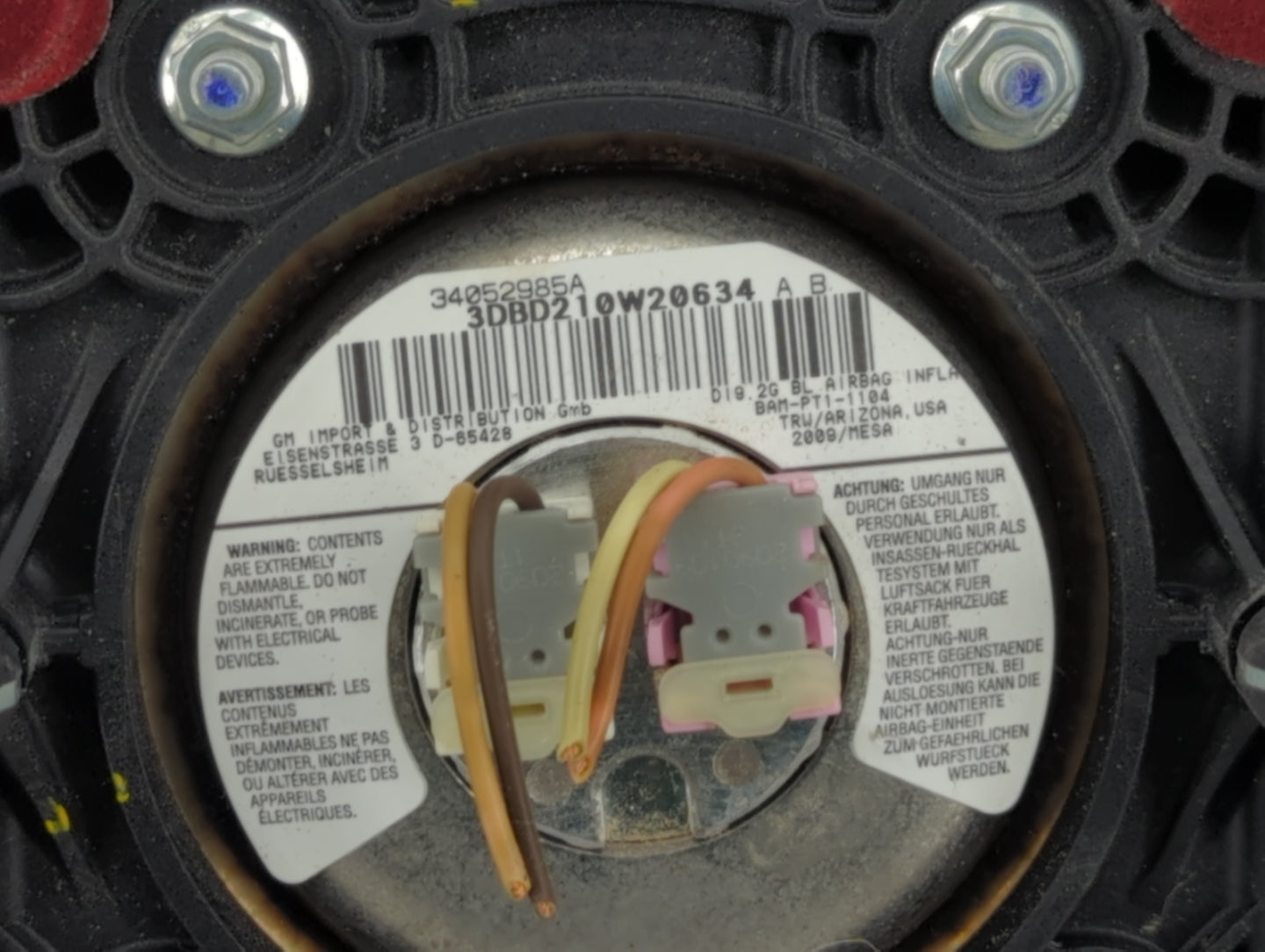 2009-2014 Cadillac Cts Air Bag Driver Left Steering Wheel Mounted Fits Fits 2009 2010 2012 2013 2014 OEM Used Auto Parts - O