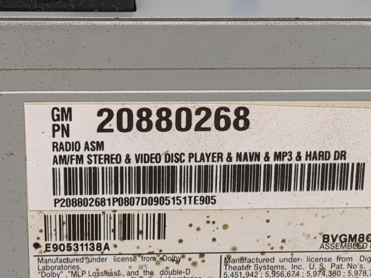 2008-2011 Cadillac Cts Radio AM FM Cd Player Receiver Replacement P/N:20880268 Fits Fits 2008 2009 2010 2011 OEM Used Auto P
