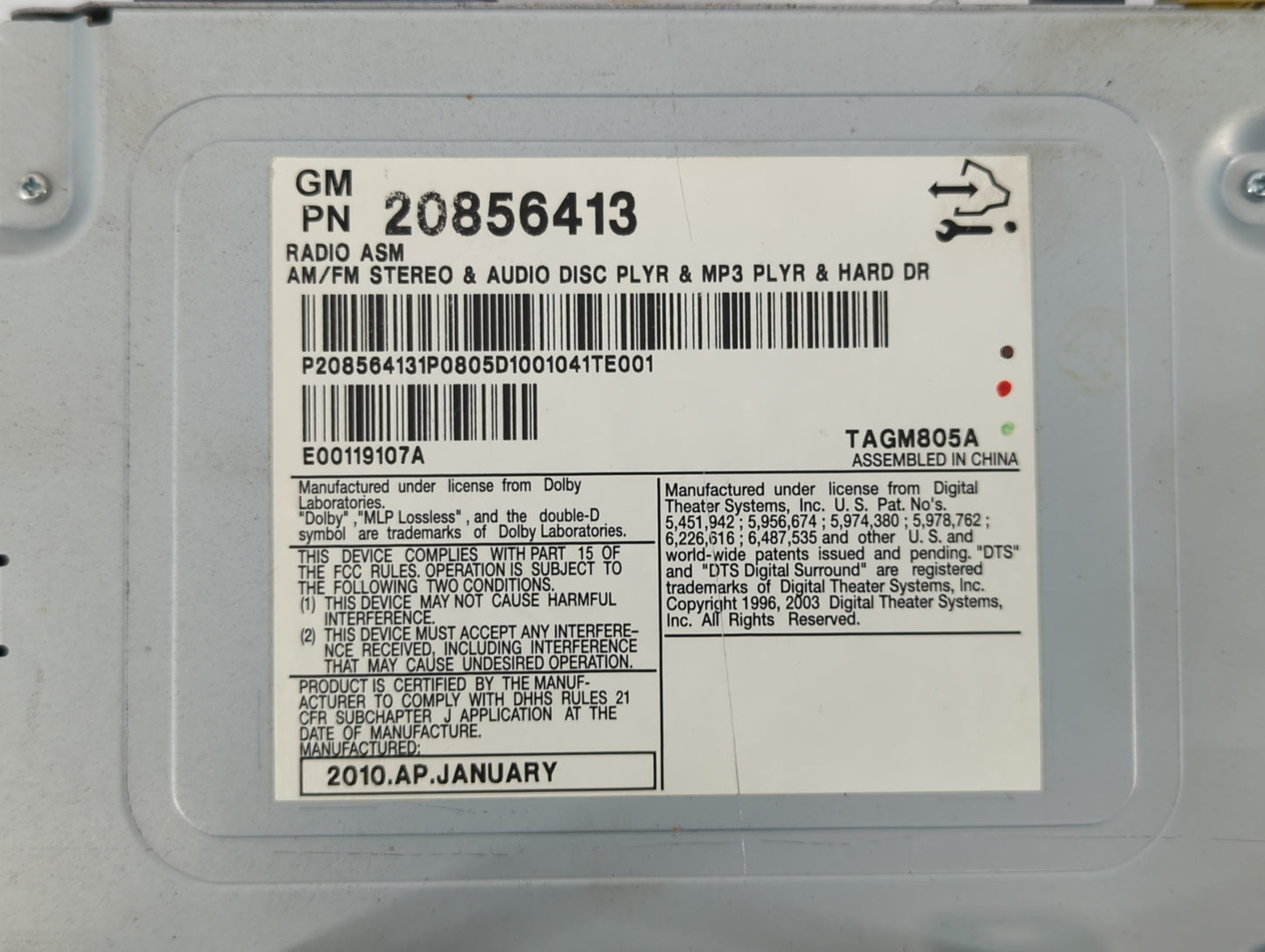 2008-2014 Cadillac Cts Radio AM FM Cd Player Receiver Replacement P/N:20856413 Fits Fits 2008 2009 2010 2011 2012 2013 2014 