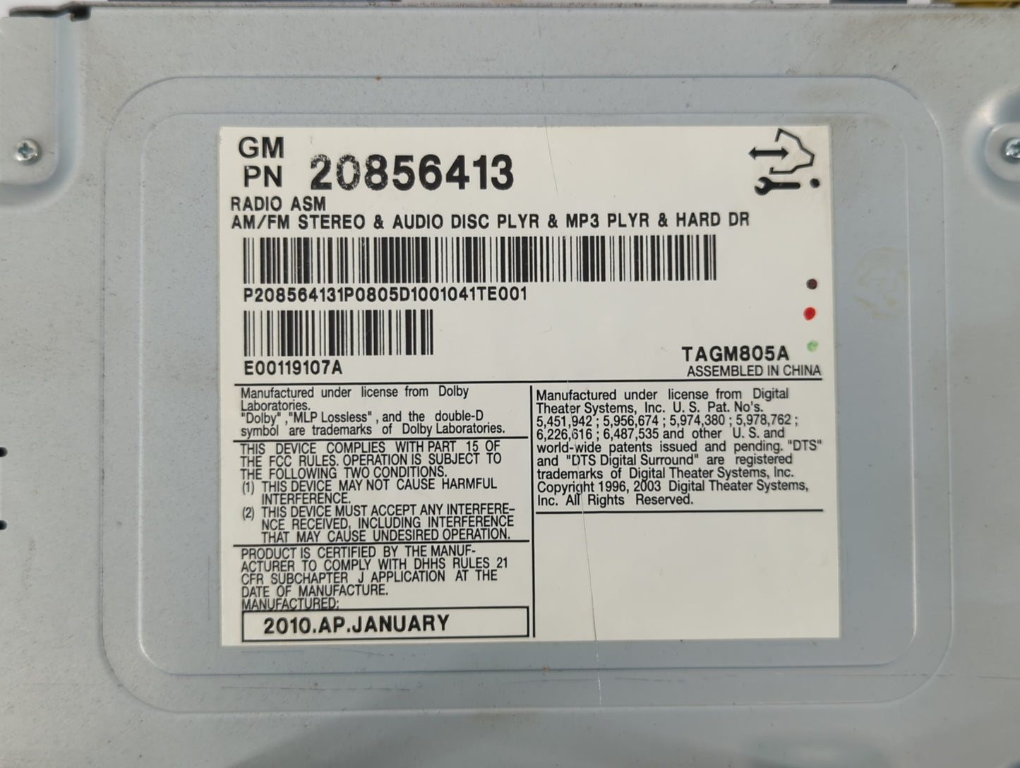 2008-2014 Cadillac Cts Radio AM FM Cd Player Receiver Replacement P/N:20856413 Fits Fits 2008 2009 2010 2011 2012 2013 2014 