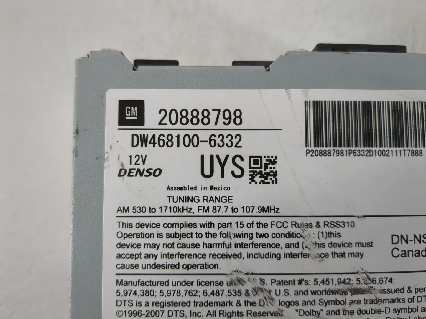 2010-2012 Cadillac Srx Radio AM FM Cd Player Receiver Replacement P/N:20888798 Fits Fits 2010 2011 2012 OEM Used Auto Parts 