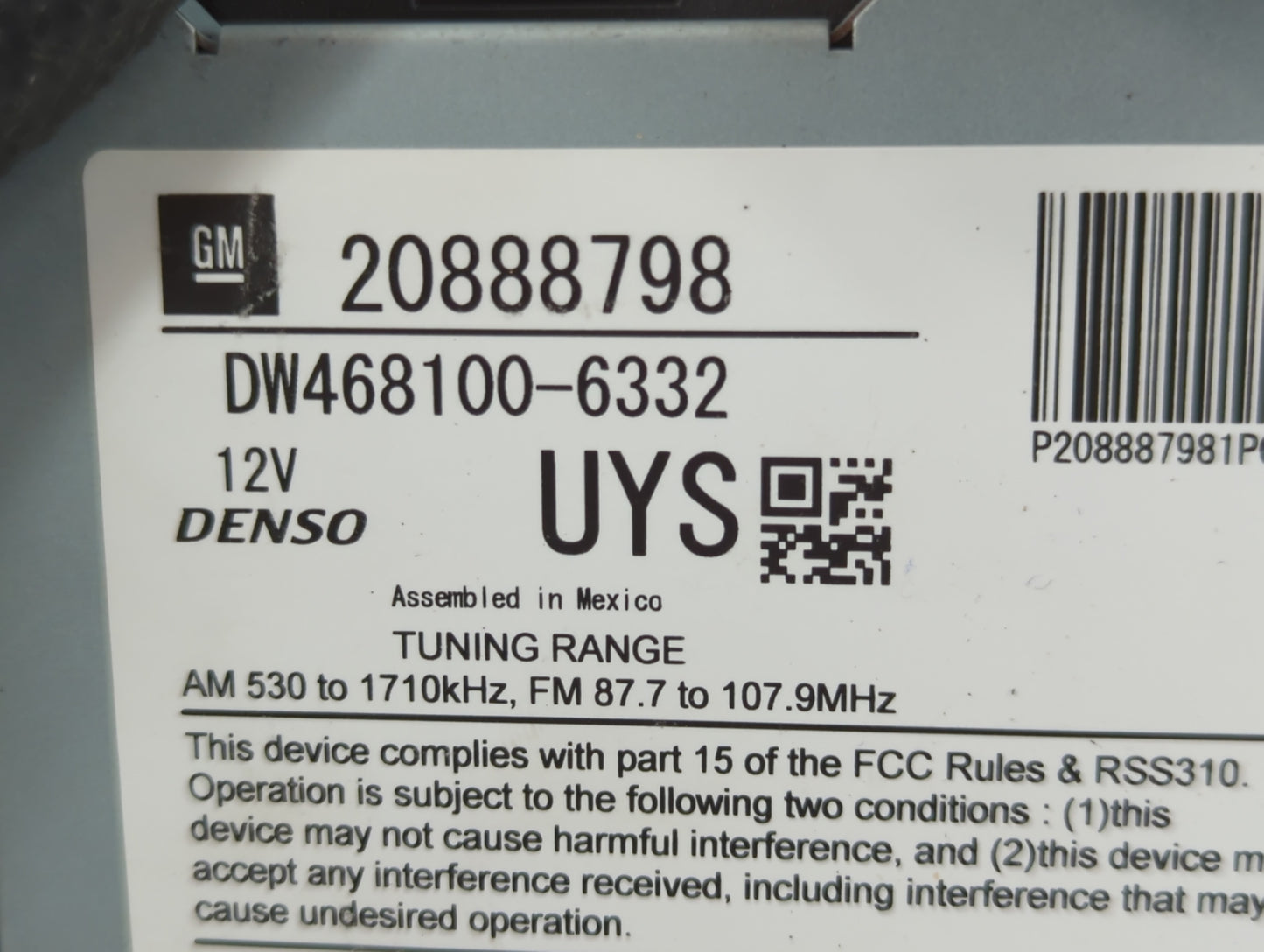 2010 Cadillac Srx Radio AM FM Cd Player Receiver Replacement P/N:22744758 Fits Fits 2011 OEM Used Auto Parts - Oemusedautopa
