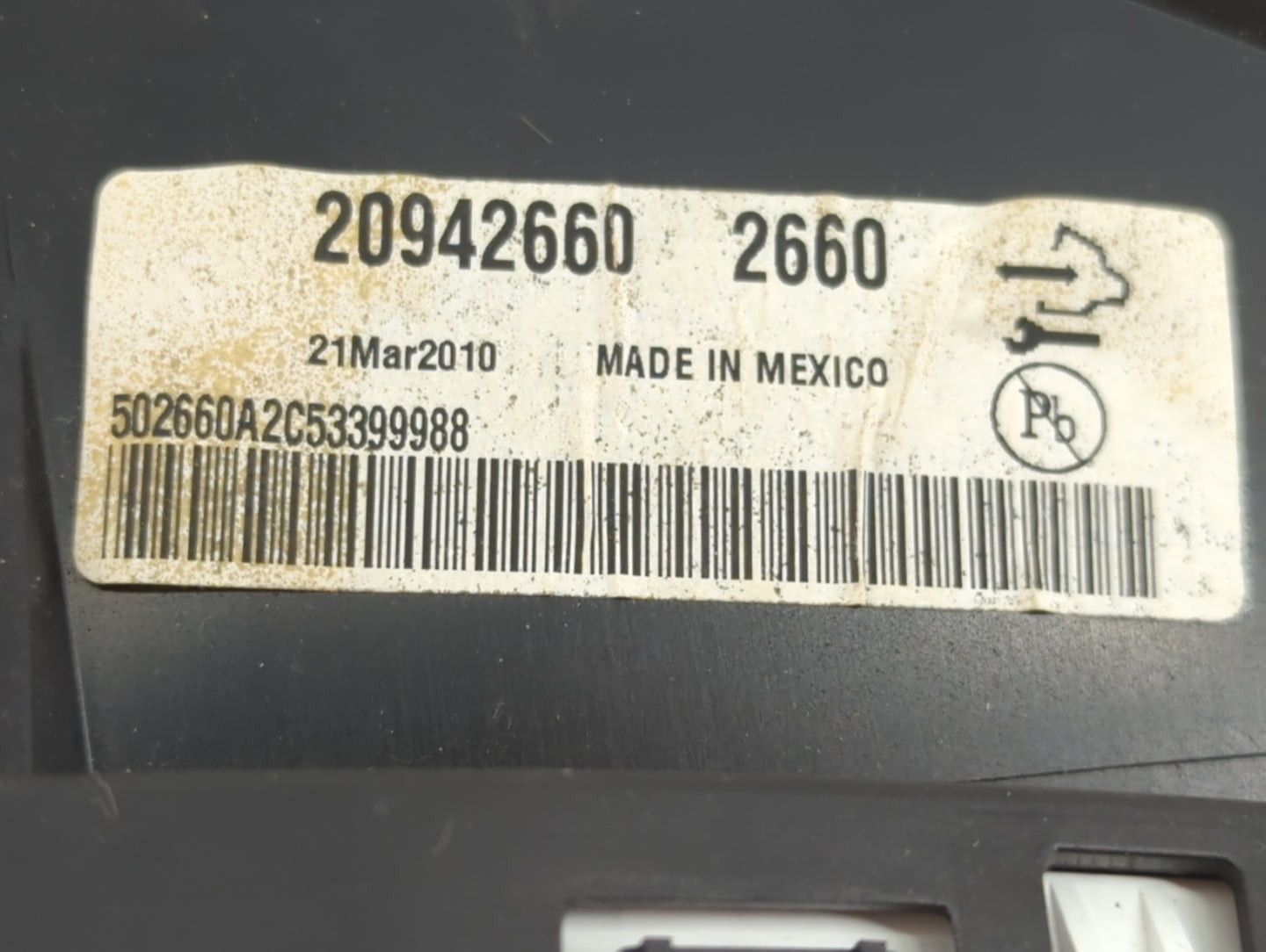 2010 Cadillac Srx Instrument Cluster Speedometer Gauges P/N:20942660 Fits OEM Used Auto Parts - Oemusedautoparts1.com