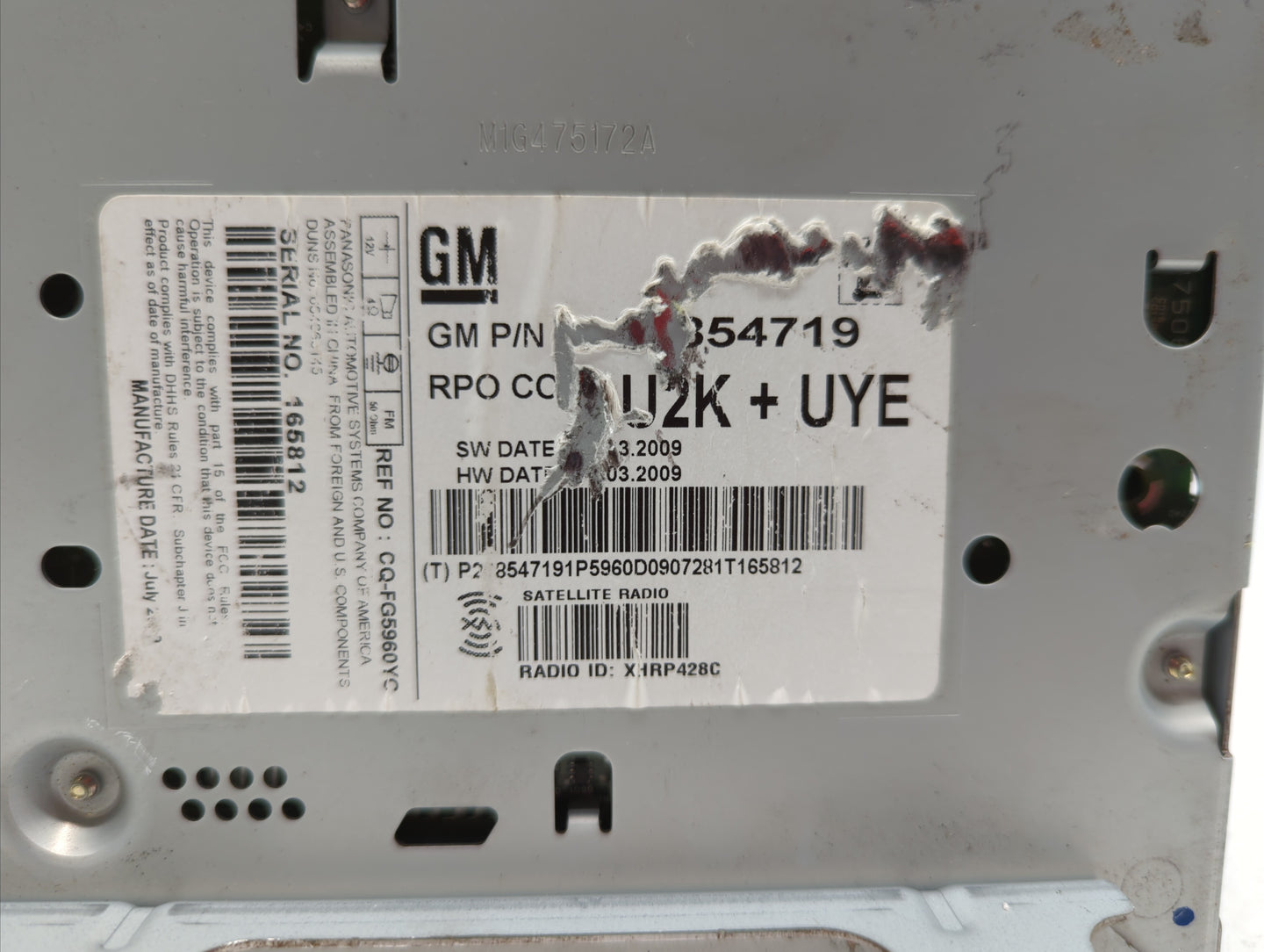 2010 Cadillac Srx Radio AM FM Cd Player Receiver Replacement P/N:20830921 20854719, 20907419, 20907420 Fits Fits 2011 OEM Us