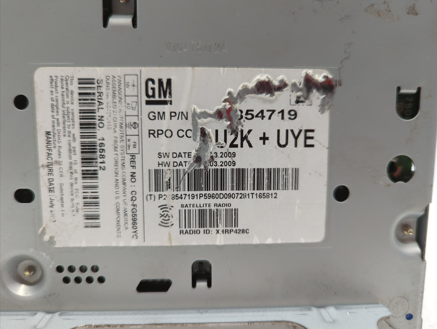 2010 Cadillac Srx Radio AM FM Cd Player Receiver Replacement P/N:20830921 20854719, 20907419, 20907420 Fits Fits 2011 OEM Us