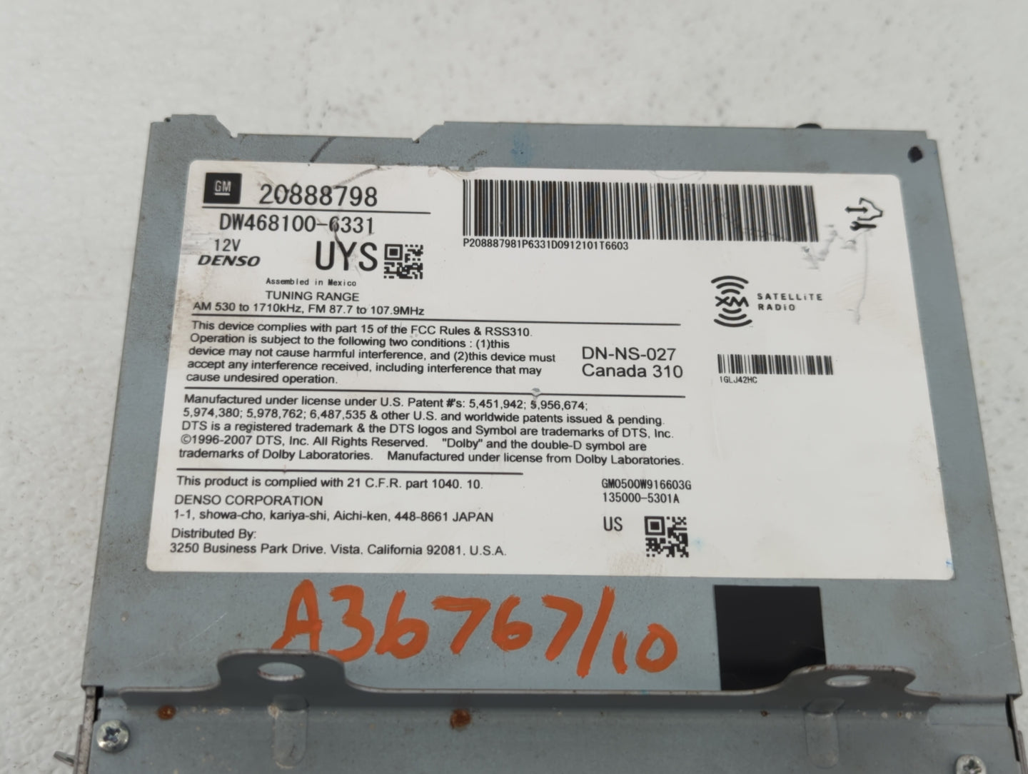 2010-2010 Cadillac Srx Am Fm Cd Player Radio Receiver - Oemusedautoparts1.com