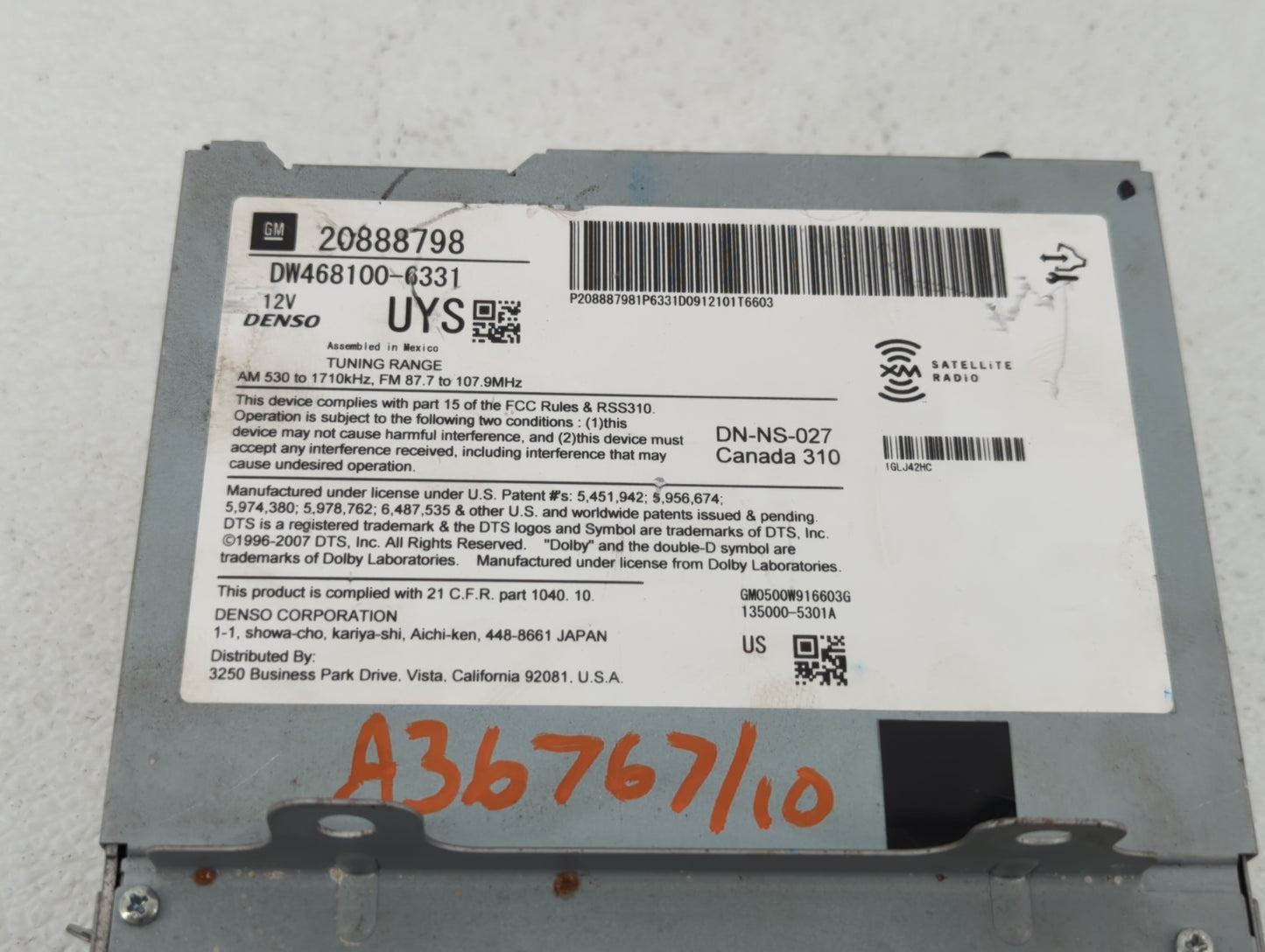 2010-2010 Cadillac Srx Am Fm Cd Player Radio Receiver - Oemusedautoparts1.com