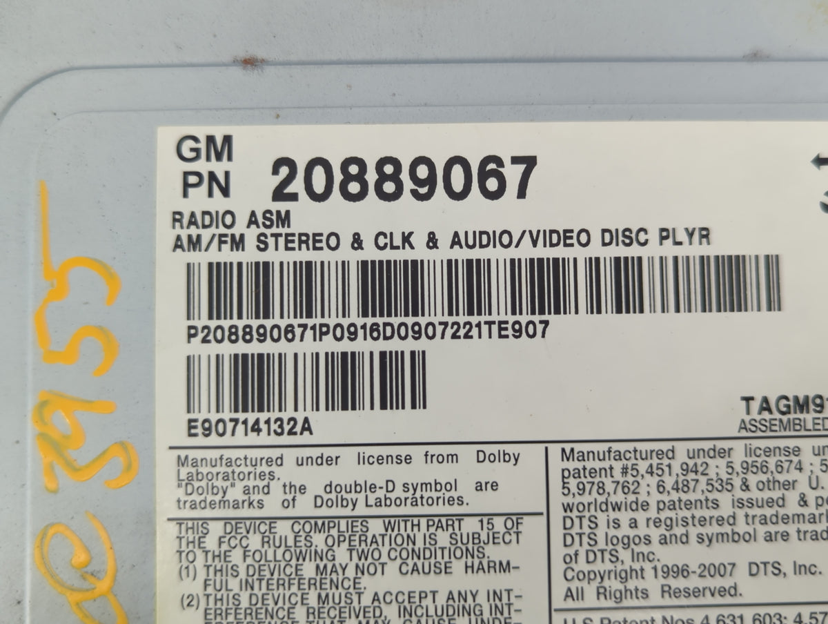 2010-2012 Cadillac Srx Am Fm Cd Player Radio Receiver 582864 - Oemusedautoparts1.com