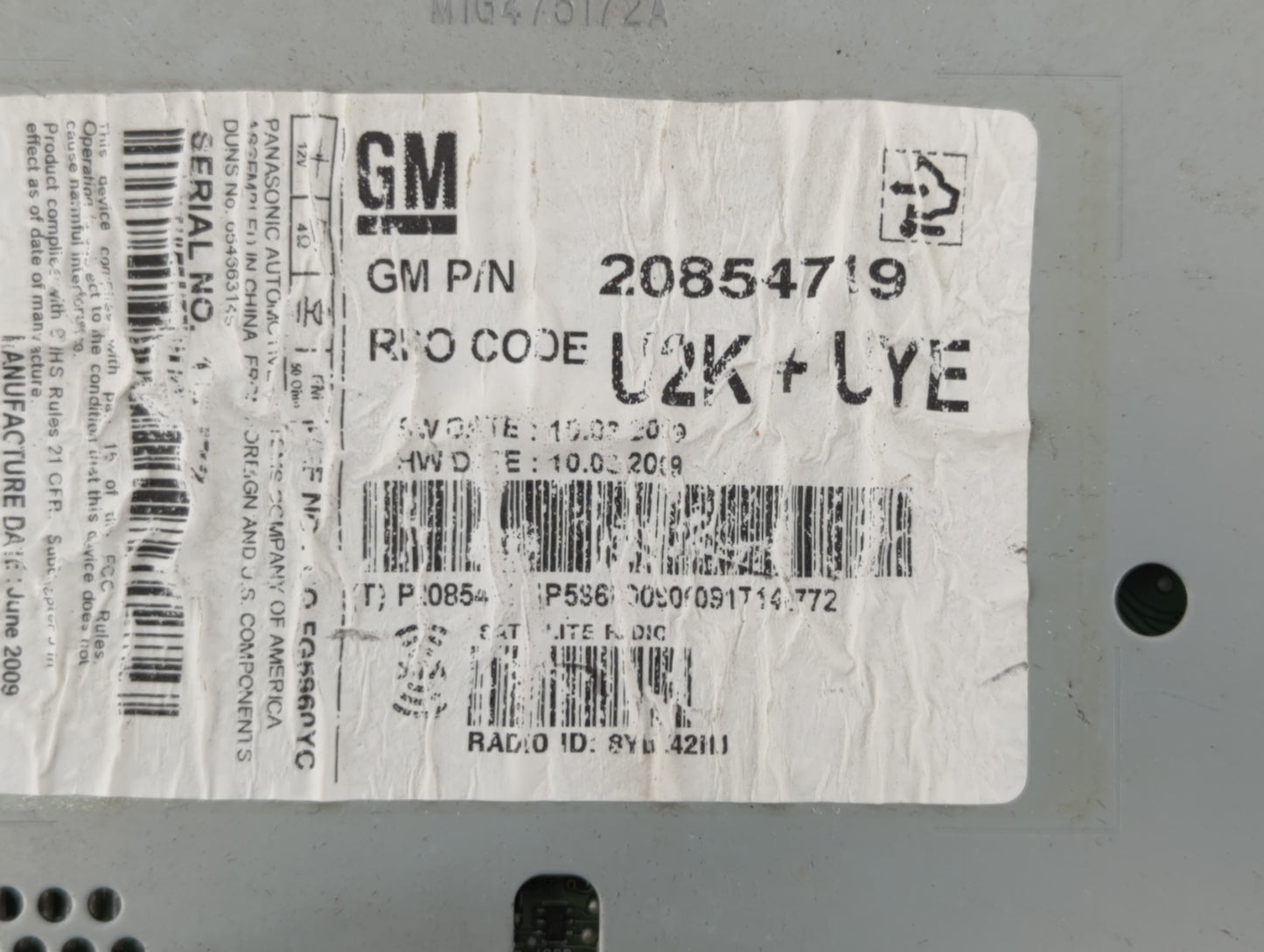 2010-2010 Cadillac Srx Am Fm Cd Player Radio Receiver - Oemusedautoparts1.com