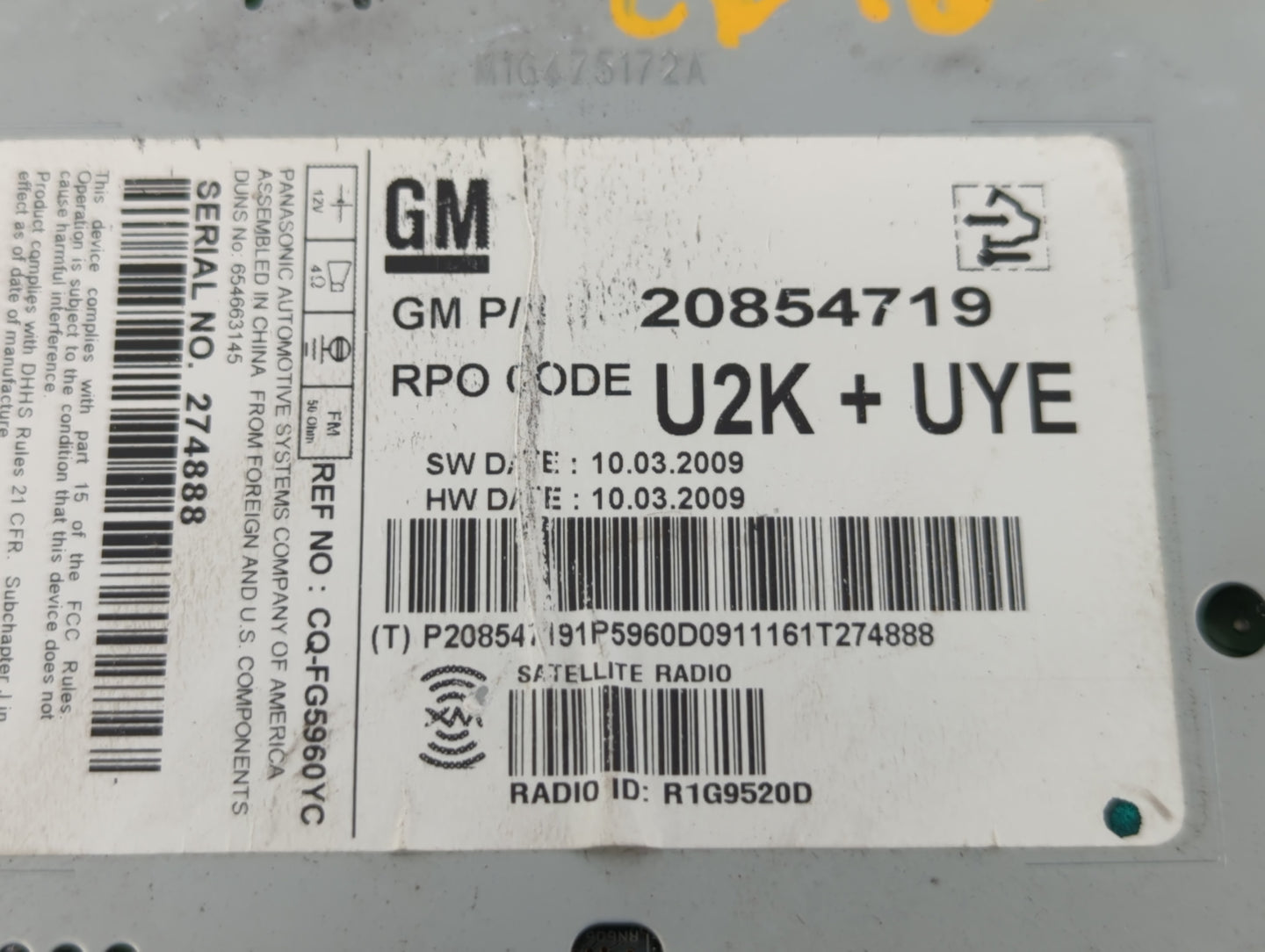 2010-2010 Cadillac Srx Am Fm Cd Player Radio Receiver - Oemusedautoparts1.com