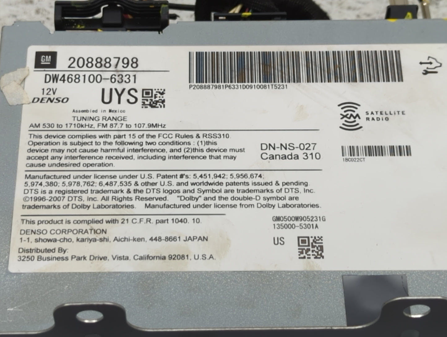 2010-2010 Cadillac Srx Am Fm Cd Player Radio Receiver - Oemusedautoparts1.com