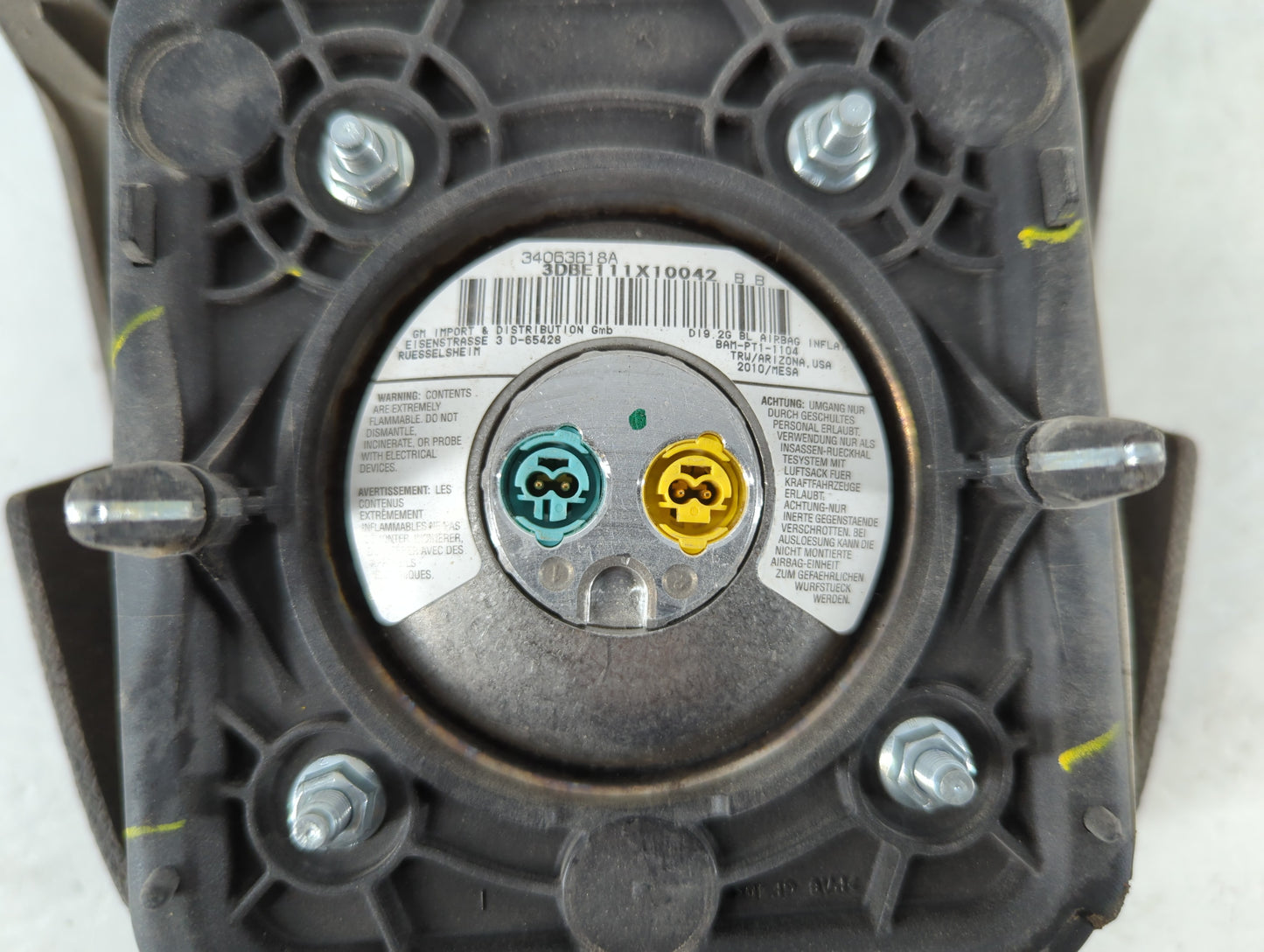 2010 Cadillac Srx Air Bag Driver Left Steering Wheel Mounted P/N:25943114 Fits OEM Used Auto Parts - Oemusedautoparts1.com