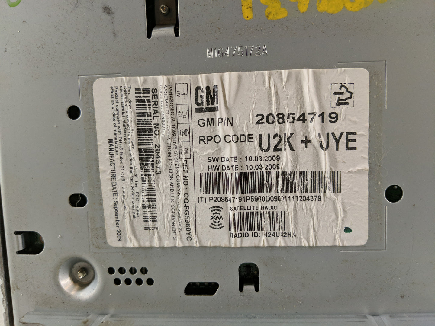 2010 Chevrolet Equinox Radio AM FM Cd Player Receiver Replacement P/N:20854719 Fits Fits 2011 OEM Used Auto Parts - Oemuseda