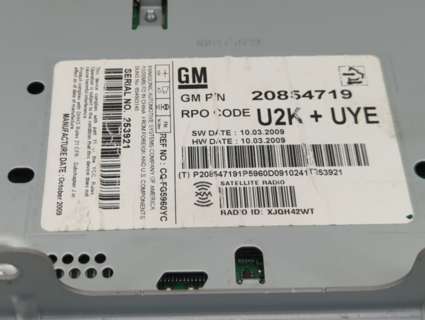 2010 Chevrolet Equinox Radio AM FM Cd Player Receiver Replacement P/N:20854719 Fits Fits 2011 OEM Used Auto Parts - Oemuseda