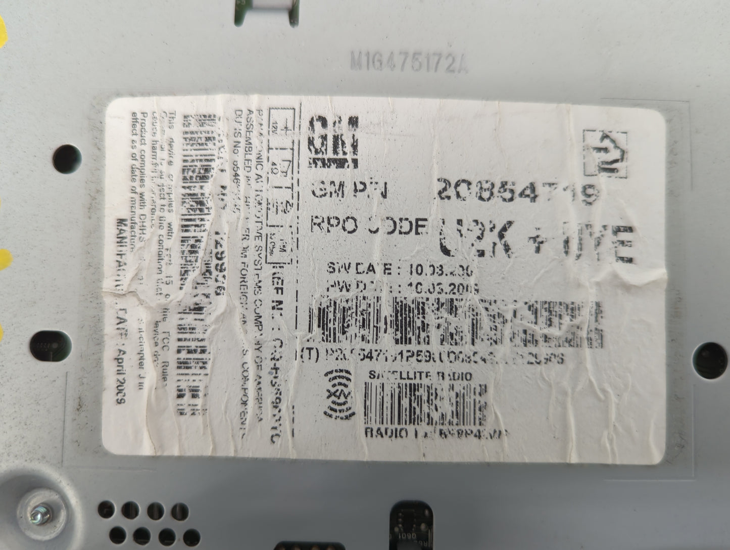 2010-2011 Chevrolet Equinox Radio AM FM Cd Player Receiver Replacement P/N:20854719 Fits Fits 2010 2011 2012 OEM Used Auto P