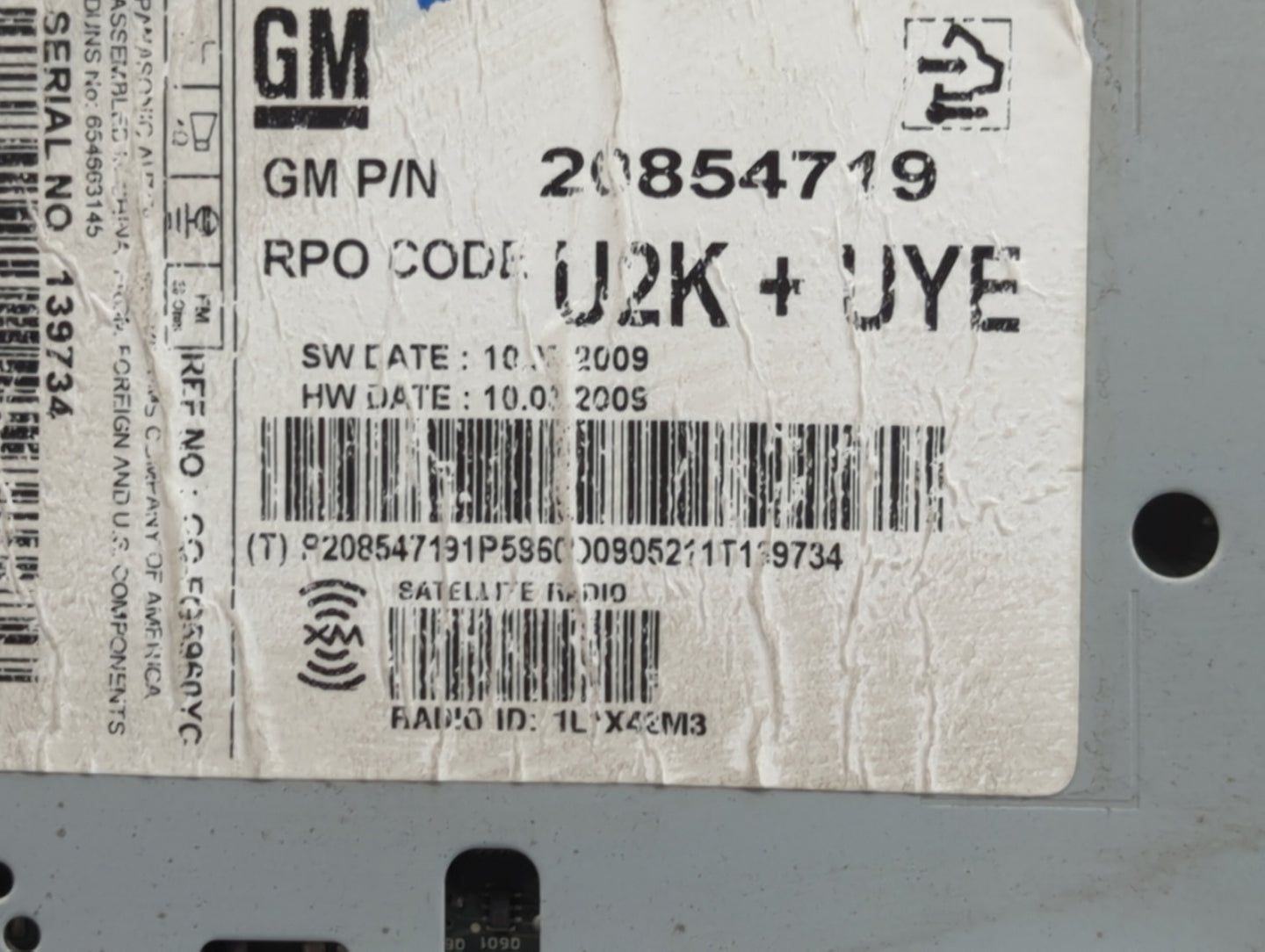 2010 Chevrolet Equinox Radio AM FM Cd Player Receiver Replacement P/N:20854719 Fits Fits 2011 OEM Used Auto Parts - Oemuseda
