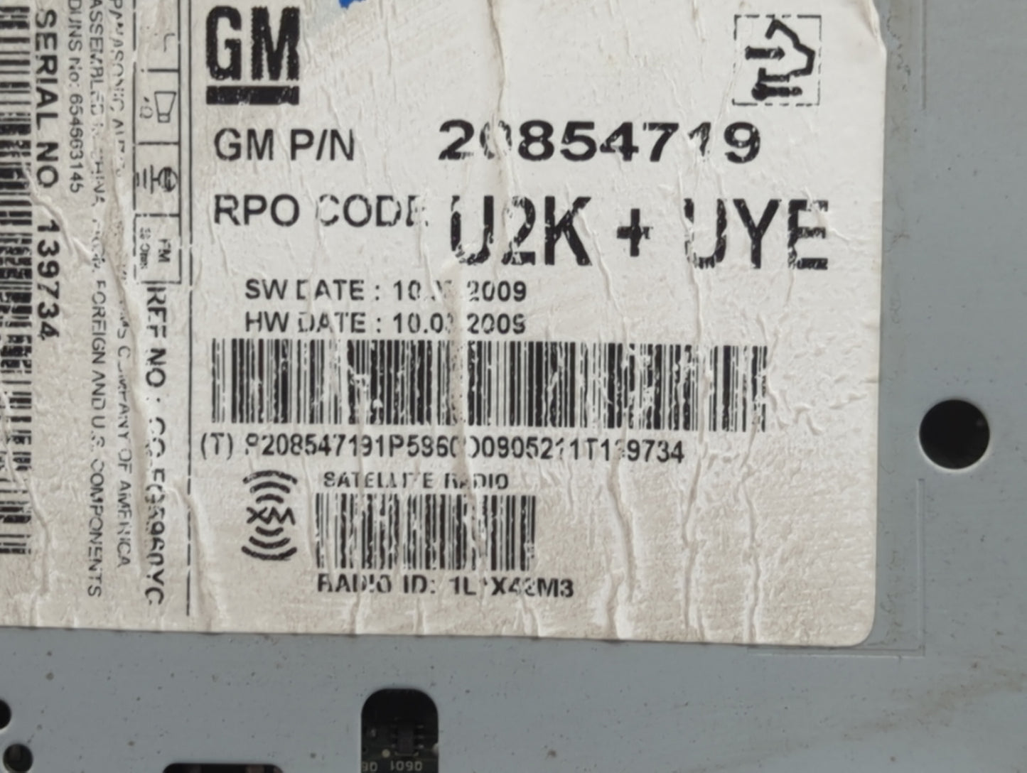 2010 Chevrolet Equinox Radio AM FM Cd Player Receiver Replacement P/N:20854719 Fits Fits 2011 OEM Used Auto Parts - Oemuseda